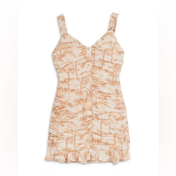 Ted Baker London Rosie Palm Tree Print Ruched Mini Dress - Size XL - Picture 5 of 11